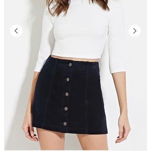Black suede button up mini skirt